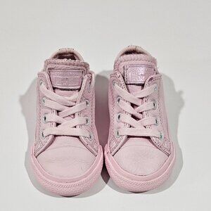Converse Girl Baby Toddler Pink Leather Size 5 Sneakers